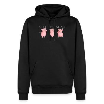 sentez le rythme - des cochons drôles dansent - Sweat à capuche Premium bio Homme - noir - Devant - Nico (187cm)