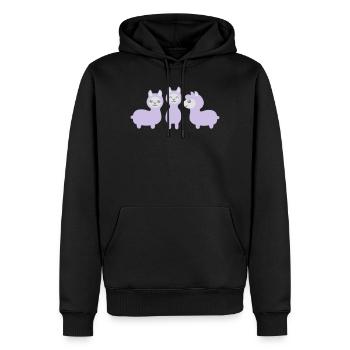 Drei Alpakas - Männer Premium Bio Hoodie - Schwarz - Vorne - Nico (187cm)