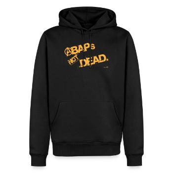 ABAPsNotDead_orange.png - Männer Premium Bio Hoodie - Schwarz - Vorne - Nico (187cm)