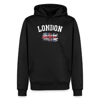 Tee du drapeau du London Grunge Union - Sweat à capuche Premium bio Homme - noir - Devant - Nico (187cm)