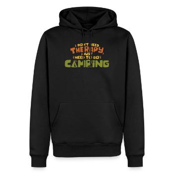 Citation humoristique sur le camping & la thérapie - Sweat à capuche Premium bio Homme - noir - Devant - Nico (187cm)