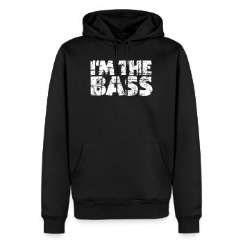 I'm the Bass Vintage White (FR) - Sweat à capuche Premium bio Homme - noir - Devant - Nico (187cm)