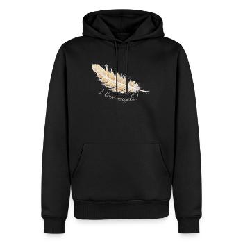 Angel feather Love - Sonja Ariel von Staden - Men’s Premium Organic Hoodie - black - Front - Nico (187cm)