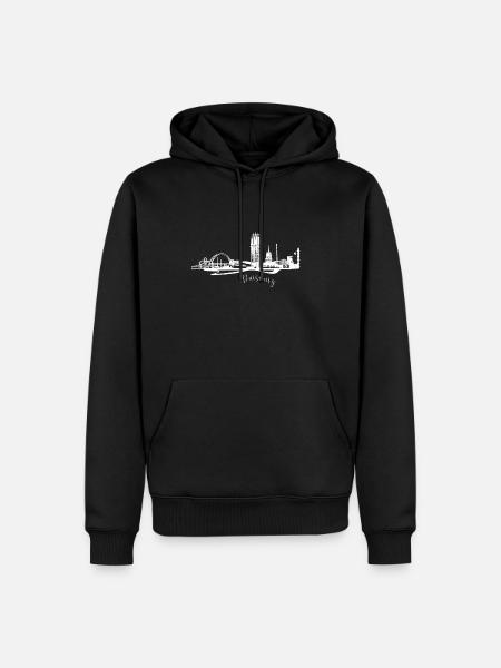 Stadtansicht von Duisburg Skyline - Männer Premium Bio Hoodie - Schwarz