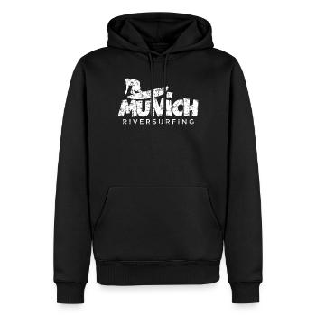 Munich Riversurfing München Surfer (Vintage Weiß) - Männer Premium Bio Hoodie - Schwarz - Vorne - Nico (187cm)
