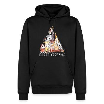 MERRY WOOFMAS Hunde Weihnachten Hundehaufen - Männer Premium Bio Hoodie - Schwarz - Vorne - Nico (187cm)