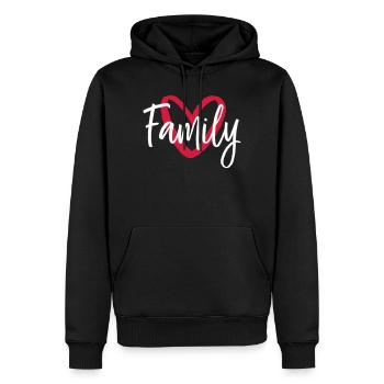 Family Herz I Partnerlook Eltern Kinder - Männer Premium Bio Hoodie - Schwarz - Vorne - Nico (187cm)