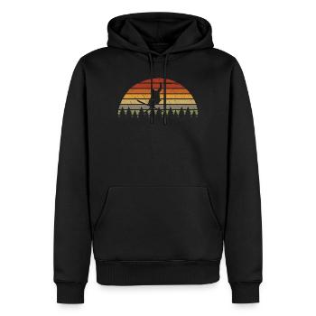 T-shirt rétro de Snowboardeur Sunset dans Pines - Sweat à capuche Premium bio Homme - noir - Devant - Nico (187cm)