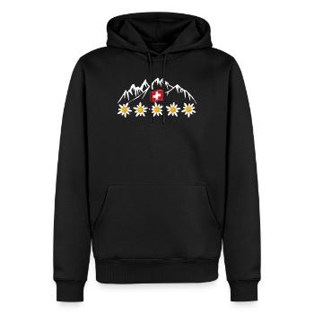 Schweiz, Berge, Gletscher, Urlaub - Männer Premium Bio Hoodie - Schwarz - Vorne - Nico (187cm)