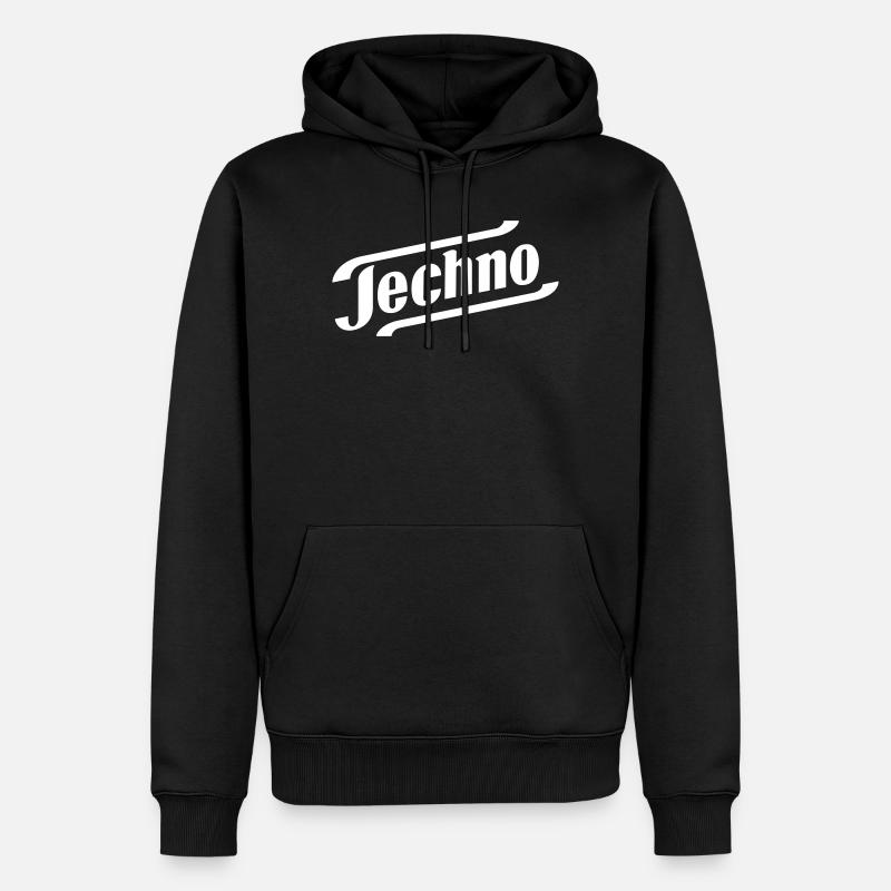 TECHNO - Männer Premium Bio Hoodie - Schwarz