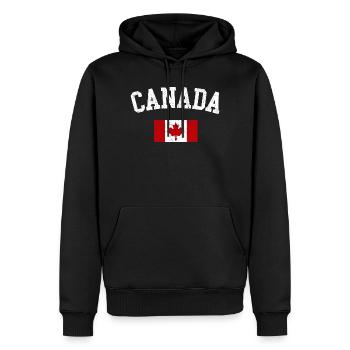 Kanada-Bogen mit Ahornflagge - Männer Premium Bio Hoodie - Schwarz - Vorne - Nico (187cm)
