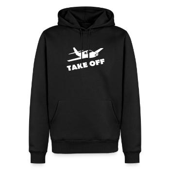 TAKE OFF - Sweat à capuche Premium bio Homme - noir - Devant - Nico (187cm)