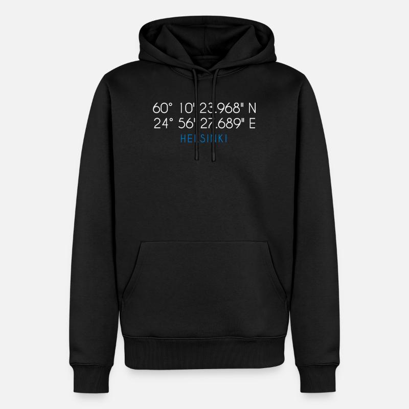 Coordonnées Helsinki Finlande - Sweat à capuche Premium bio Homme - noir