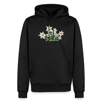 L’Edelweiss, Fleur des Alpes, Fleur de Suisse - Sweat à capuche Premium bio Homme - noir - Devant - Nico (187cm)