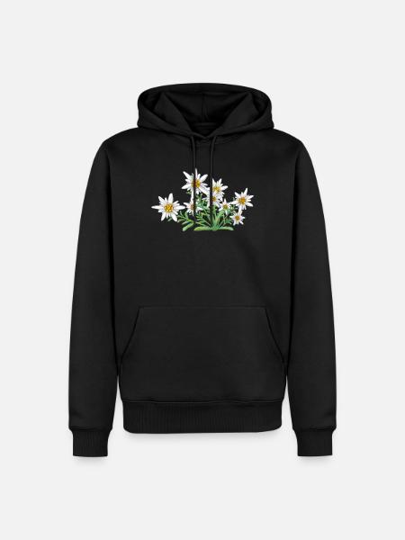 L’Edelweiss, Fleur des Alpes, Fleur de Suisse - Sweat à capuche Premium bio Homme - noir