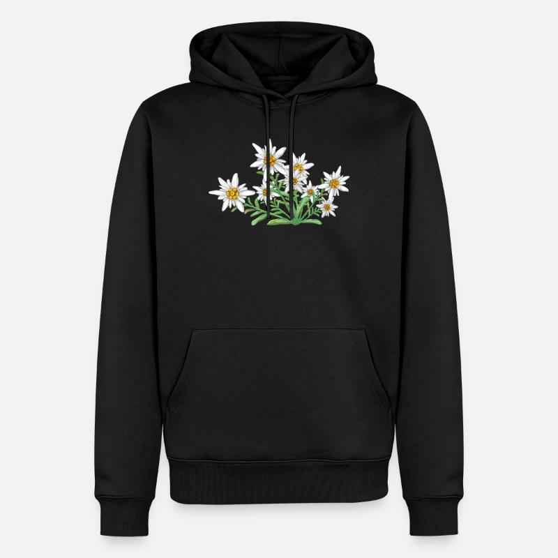 L’Edelweiss, Fleur des Alpes, Fleur de Suisse - Sweat à capuche Premium bio Homme - noir