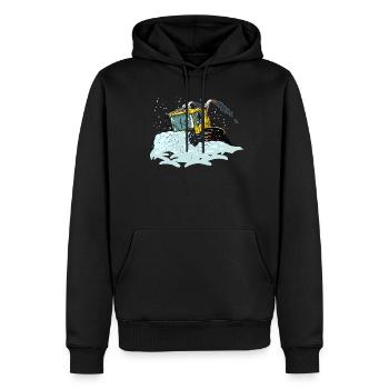 pelle à neige jaune - Sweat à capuche Premium bio Homme - noir - Devant - Nico (187cm)