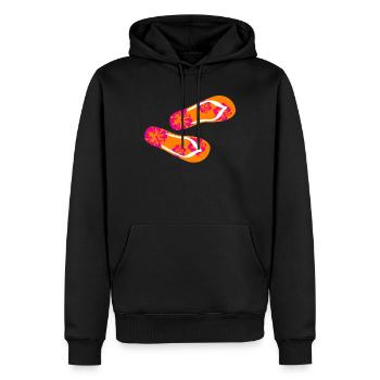 Badelatschen Hibiskus Flip Flops Sommer Urlaub Fun - Männer Premium Bio Hoodie - Schwarz - Vorne - Nico (187cm)