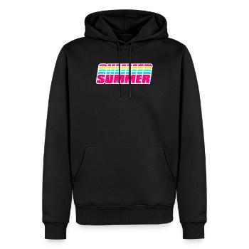 Retro-Sommer | Regenbogen im 80er-Jahre-Stil - Männer Premium Bio Hoodie - Schwarz - Vorne - Nico (187cm)