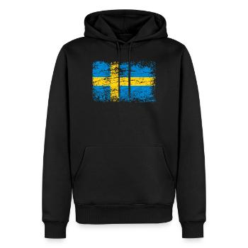 Schwedische Flagge im Vintage-Style - Männer Premium Bio Hoodie - Schwarz - Vorne - Nico (187cm)