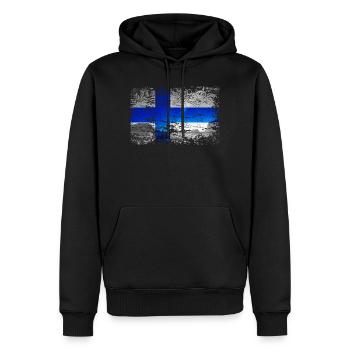 Finnland mit Nordlicht im Vintage-Style - Männer Premium Bio Hoodie - Schwarz - Vorne - Nico (187cm)