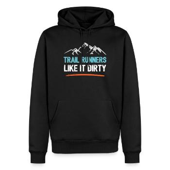 Trail Runners Like It Dirty - Männer Premium Bio Hoodie - Schwarz - Vorne - Nico (187cm)