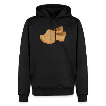 Zwei holländische Holzschuhe auch Clogs genannt - Männer Premium Bio Hoodie - Schwarz - Vorne - Nico (187cm)