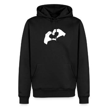 Herzhand-Design mit minimalistischem Look - Männer Premium Bio Hoodie - Schwarz - Vorne - Nico (187cm)