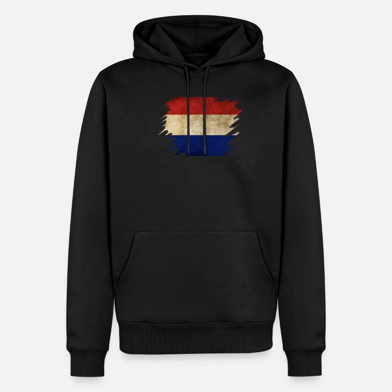 Grunge Holländisches Flaggendesign - Männer Premium Bio Hoodie - Schwarz