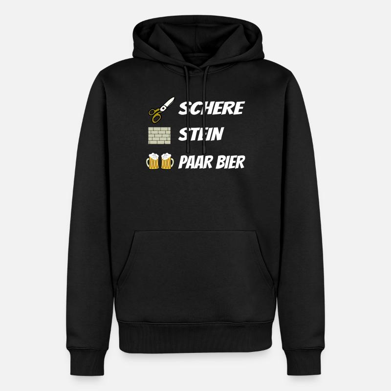 Schere , Stein, Paar Bier - Männer Premium Bio Hoodie - Schwarz