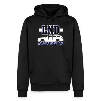 Les légendes du LND ne meurent jamais - Sweat à capuche Premium bio Homme - noir - Devant - Nico (187cm)