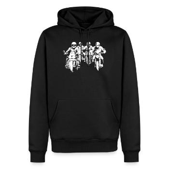 Bikergroup blanc - Sweat à capuche Premium bio Homme - noir - Devant - Nico (187cm)