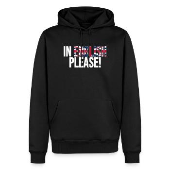 in english please (white) - Men’s Premium Organic Hoodie - black - Front - Nico (187cm)