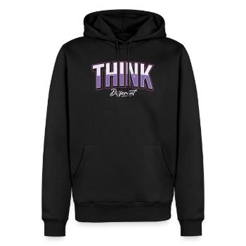 Denke anders - Männer Premium Bio Hoodie - Schwarz - Vorne - Nico (187cm)