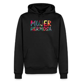 mujer hermosa t-shirt design espagnol text design - Sweat à capuche Premium bio Homme - noir - Devant - Nico (187cm)