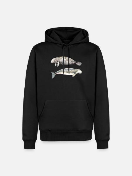 Havkøer: manatee og dugong - Herre Premium økologisk hoodie - sort