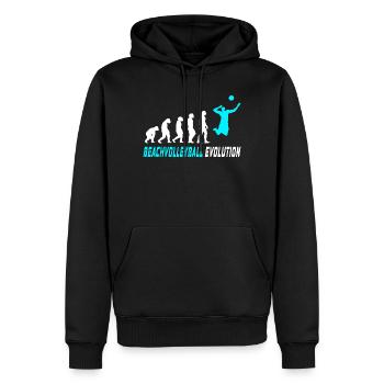 Beachvolleyball Evolution Design / Geschenkidee - Männer Premium Bio Hoodie - Schwarz - Vorne - Nico (187cm)