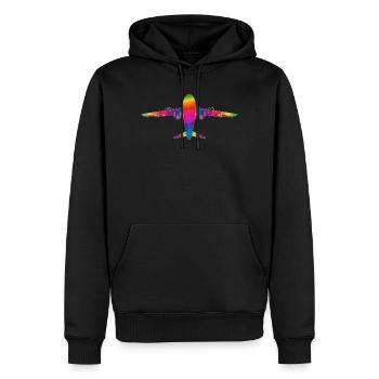 Flugzeug in Regenbogenfarben - Männer Premium Bio Hoodie - Schwarz - Vorne - Nico (187cm)