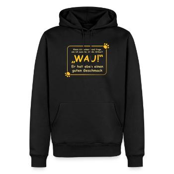 Wenn ich meinen Hund frage, wie ich aussehe.. WAU! - Männer Premium Bio Hoodie - Schwarz - Vorne - Nico (187cm)