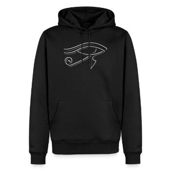 Oeil d’Horus (Oeil de Horus) Symbole Blanc Effet 3D - Sweat à capuche Premium bio Homme - noir - Devant - Nico (187cm)