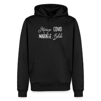 mariage covid mariage solide - Sweat à capuche Premium bio Homme - noir - Devant - Nico (187cm)
