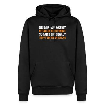 BEI MIR AUF ARBEIT - Männer Premium Bio Hoodie - Schwarz - Vorne - Nico (187cm)