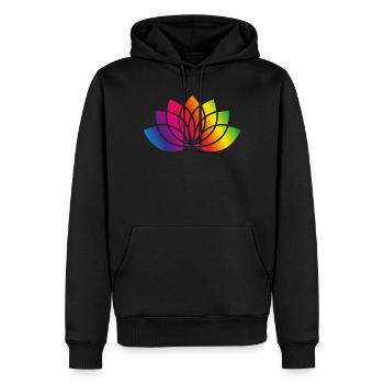 buntes stilisiertes Blüten Symbol - Männer Premium Bio Hoodie - Schwarz - Vorne - Nico (187cm)