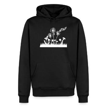 Pusteblumen Silhouette auf Gras - Männer Premium Bio Hoodie - Schwarz - Vorne - Nico (187cm)