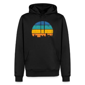 Sunset Skyline Streifen - Männer Premium Bio Hoodie - Schwarz - Vorne - Nico (187cm)
