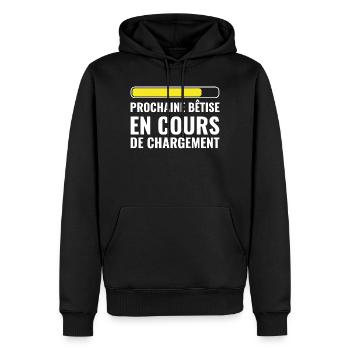 Bêtise chargement cadeau humour  - Sweat à capuche Premium bio Homme - noir - Devant - Nico (187cm)
