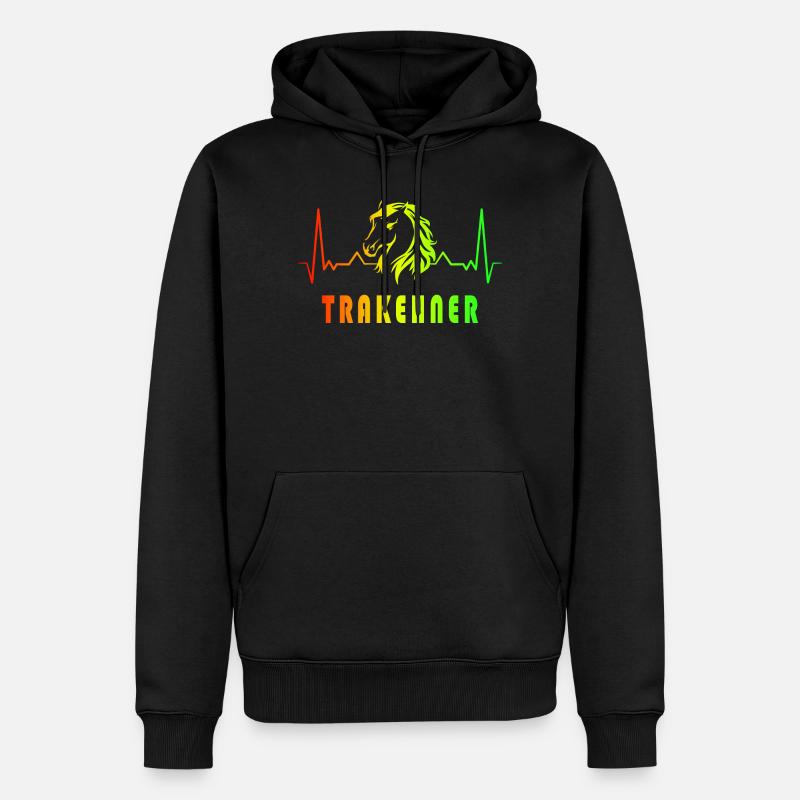 Trakehner Pferde Herzfrequenz Design - Männer Premium Bio Hoodie - Schwarz