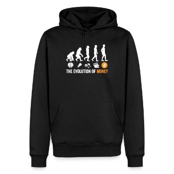 Evolution of Money Bitcoin - Männer Premium Bio Hoodie - Schwarz - Vorne - Nico (187cm)