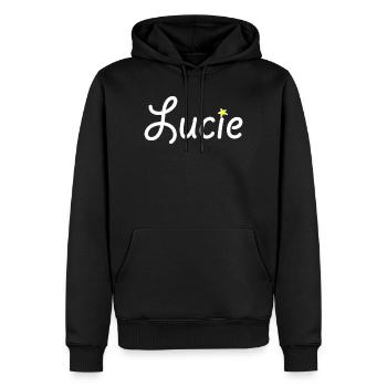 Lucie - Männer Premium Bio Hoodie - Schwarz - Vorne - Nico (187cm)