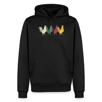 Hahn - Männer Premium Bio Hoodie - Schwarz - Vorne - Nico (187cm)